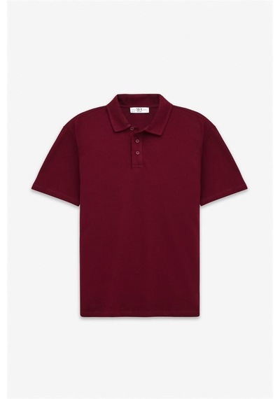 Süvari Koyu Bordo Regular Petek Baskısız Süprem Düğmeli Polo Yaka Tişört Sts1014000010-k09