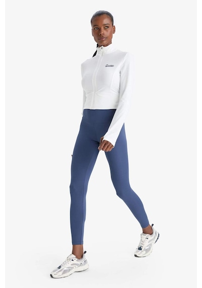 Defacto Defactofit Slim Fit Dar Kesim Dik Yaka Baskılı Fermuarlı Hırka E7717ax25auwt34 Beyaz