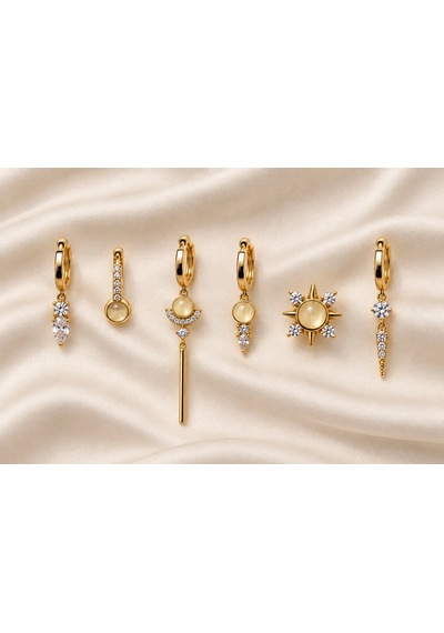 Celestial 6 Lı Küpe Seti Gold Renk