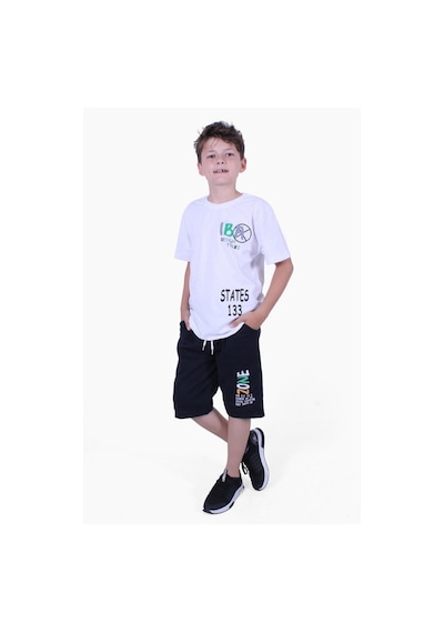Fyk Kids Zone Yazı Baskılı Erkek Çocuk Yazlık Takım Beyaz