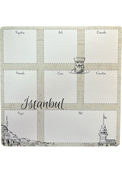 19.5x19.5cm 52 Yaprak Haftalık Planner - Istanbul Diğer