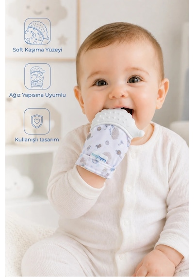 Babyjem Bebek Diş Kaşıyıcı Eldiveni Kirpi Ekru
