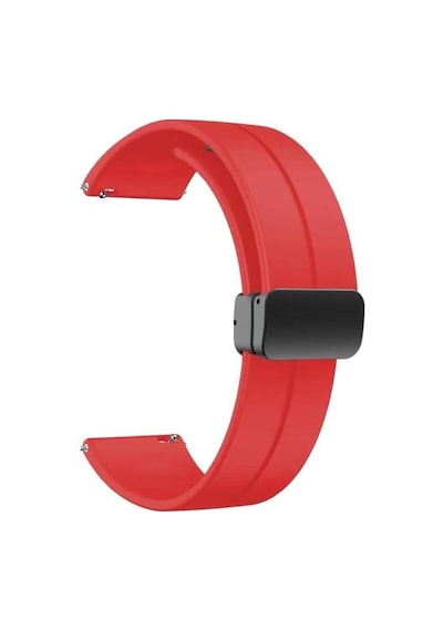 Oppo Watch 46mm 22mm Manyetik Klipsli Silikon Lüx Kordon + Metal Kordon Dönüştürücü