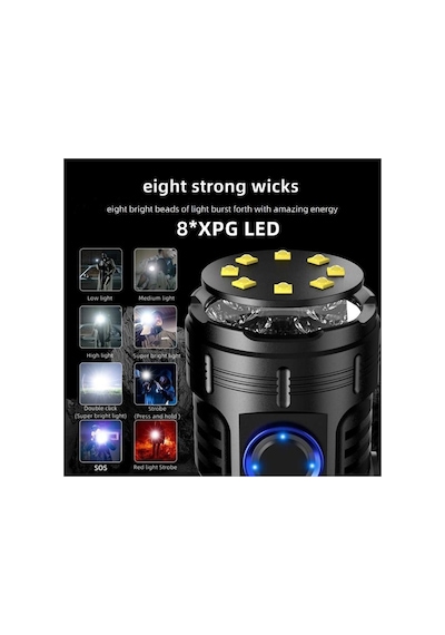 Wt-623 7 Modlu 8+1 Led Şarjlı Çantalı Cree Q8 + Xpg Led Mıknatıslı El Feneri Siyah
