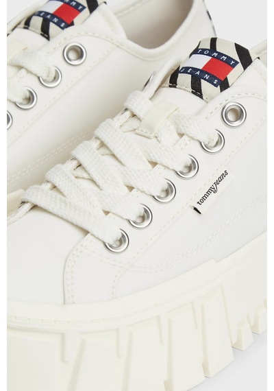Tommy Jeans Zebra Desenli Platform Sneaker Ayakkabı Kadın Ayakkabı En0en03070 Ybı Beyaz