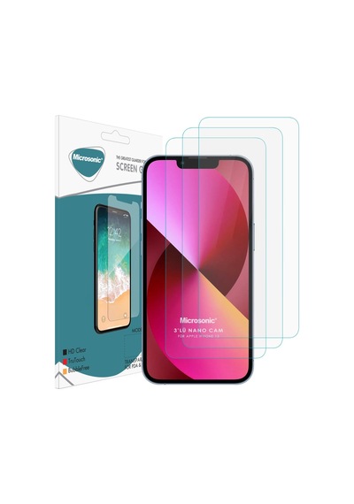 Microsonic Apple  Uyumlu iPhone 13 Screen Protector Nano Glass Cam Ekran Koruyucu 3'lü Paket