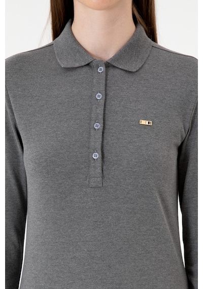 U.S. Polo Assn. Kadın Antrasit Melanj Basic Polo Yaka Sweatshırt 50313593-VR081