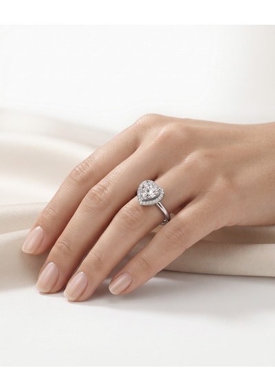 Bayan Swarovski Detay Kalp Model Gümüş Yüzük