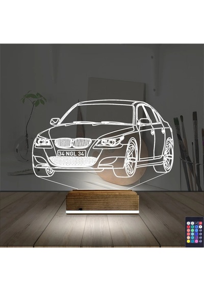 Luvivia Spor Araba Bmw Kişiye Özel 3d Lamba - Masa Gece Lambası Şeffaf