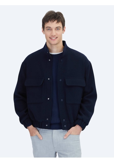 Kip Lacivert Comfort Fit Dik Yaka Casual Dokuma Mont Lacivert