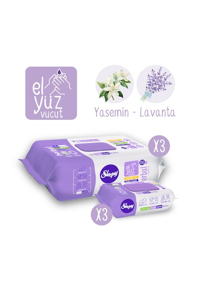 Sleepy Herbal Kişisel Bakım Havlusu 3x100 300 Yaprak + Çanta Boy 3x25 75 Yaprak