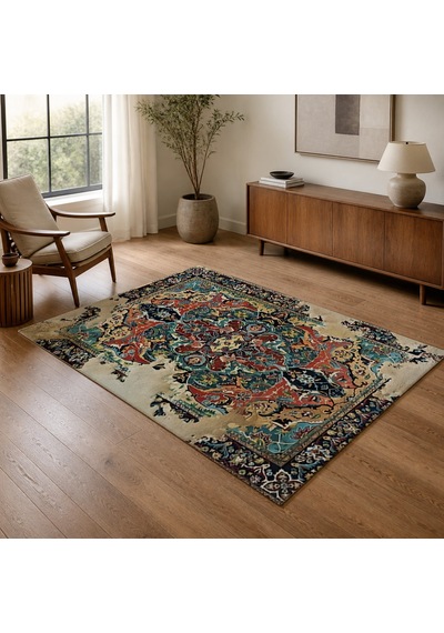 Kartela Halı Leno Halı Jüt Taban Dokuma Halı - 60 X 90 Cm Çok Renkli