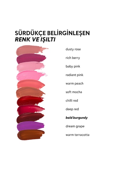 Allık Ruj Göz Farı Glow Tint Bold Burgundy Nemlendirici Makyaj Bordo Hyaluronik Asit Peptit