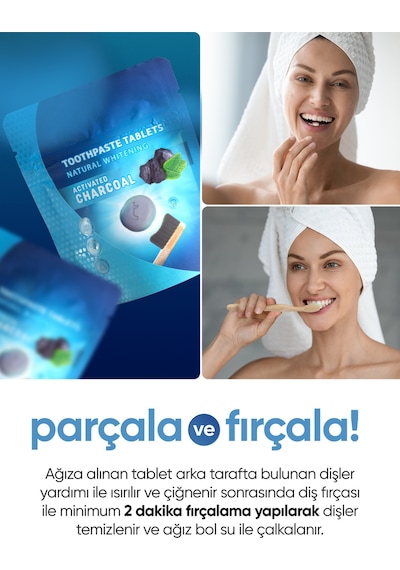 Tbrush Beyazlatıcı Aktif Karbonlu Diş Macunu Tableti - Doğal Ve Etkili Beyazlatma 30Tablet (10Paket)