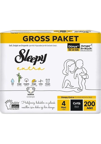 Sleepy Extra Gross Maxi Bebek Bezi 4 Numara 200 Adet