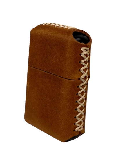 Handmade El Yapımı Hakiki Deri Zippo Modeli Çakmak Açık Kahverengi