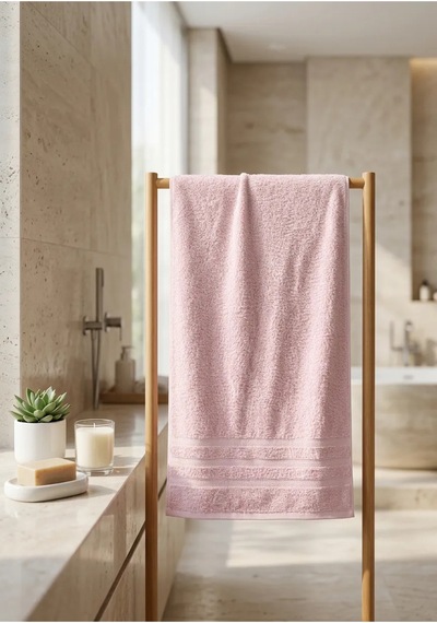 100% Pamuk 50 Cm X 90 Cm Armürlü Havlu Koyu Pembe