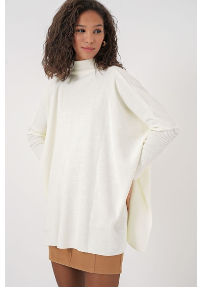 Hiccup Bdart Oversize Akrilik Bisiklet Yaka Kazak Beyaz