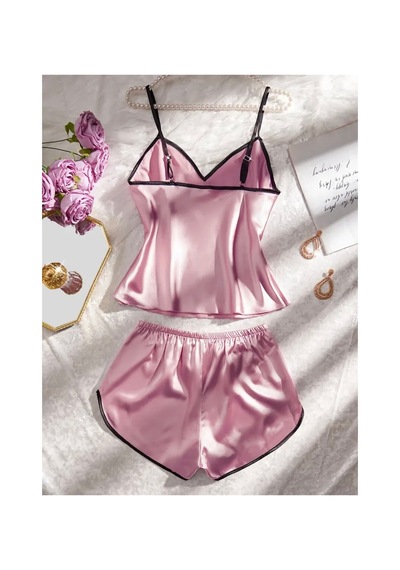 Lilly Yumuşak Kumaş Seksi Saten Pijama Seti - Gül Kurusu Gül Kurusu Pembe Gül Kurusu Pembe Lilly Yumuşak Kumaş Seksi Saten Pijama Seti - Gül Kurusu Gül Kurusu Pembe Gül Kurusu Pembe
