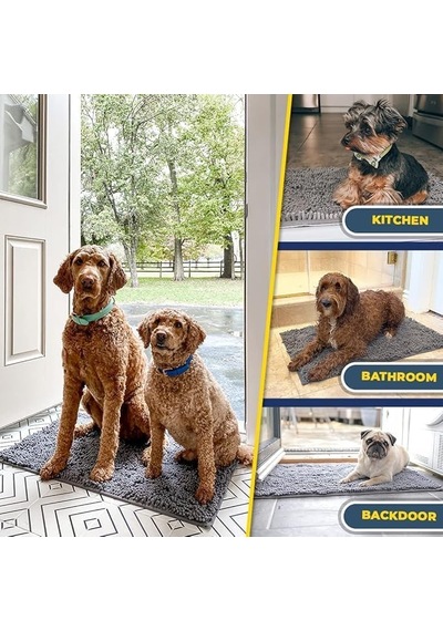 Süper Emici Mikrofiber Köpek Kapı Paspası, Yıkanabilir Şönil Evcil Hayvan Halısı, Hızlı Kuruyan Giriş Paspas