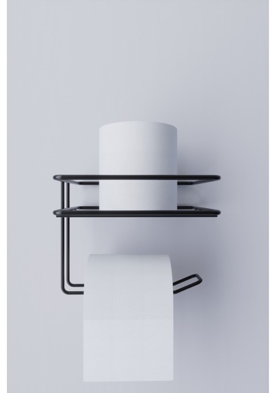 Süper Yapışkanlı Tuvalet Kağıtlığı Tutacağı Askısı Mat Metal Tuvalet Kağıtlık Banyo Aksesuar Siyah