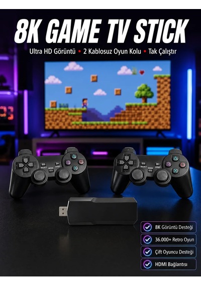 8k Ultra Hd Game Box 36500 Oyunlu Game Stick Oyun Konsolu Çok Renkli