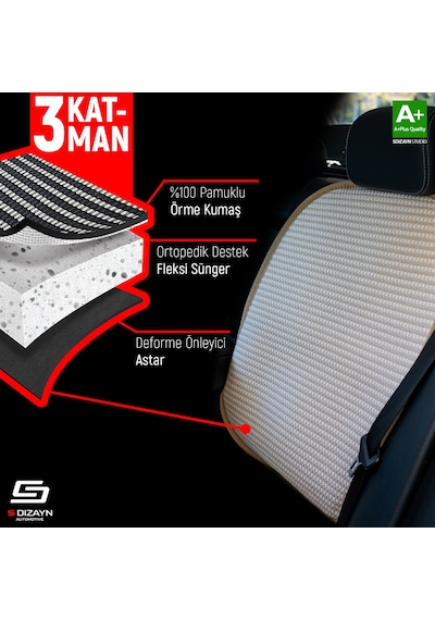Oto Arka Koltuk Sırt Koruyucu Kılıf Krem Universal 2 Parça A+ Kalite