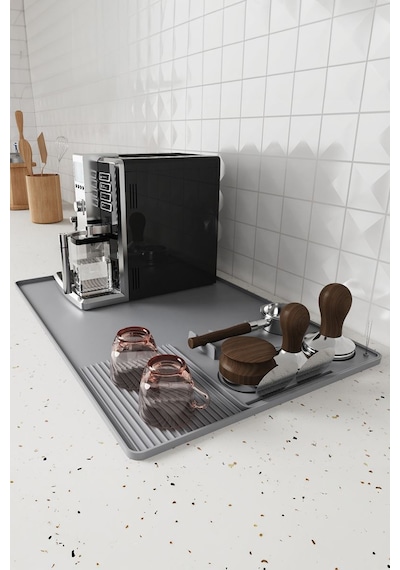 Gri 38,5x58 Cm Silikon Kahve Makinesi Pedi Tamper Matı Tamper Tutucu Cin963 Gri