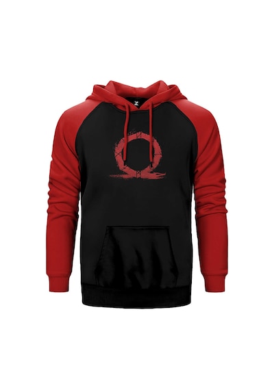 God Of War Ragnarok Red Omega Kırmızı Renk Reglan Kol Kapşonlu Sweatshirt Kırmızı