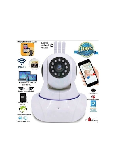 Gece Görüşlü HD 360 Derece WIFI İp Kamera Güvenlik Kamera 32 GB