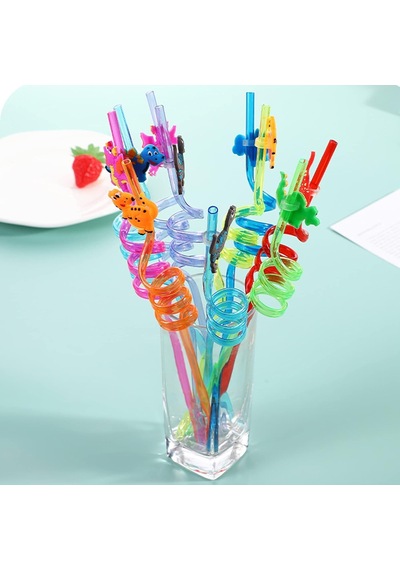 4 Adet Kıvrımlı Plastik Pipet, Çocuklar İçin Eğlenceli Figürlü Tasarım, Renkli Ve Dayanıklı İçecek Aksesuarları 4 Çok Renkli