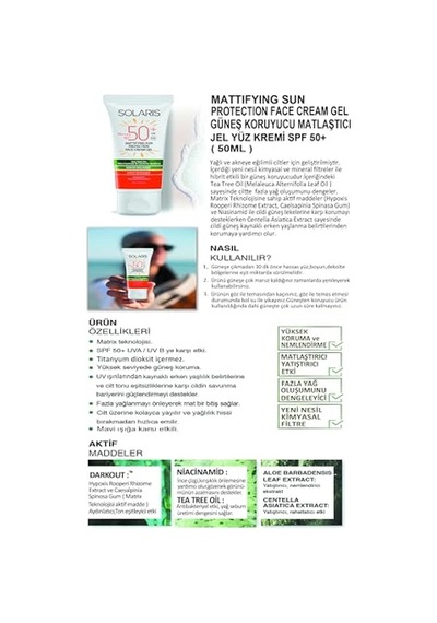 Yağlı Cilt Tipleri İçin Mat Bitişli Jel Güneş Kremi Spf 50+ 50 Ml