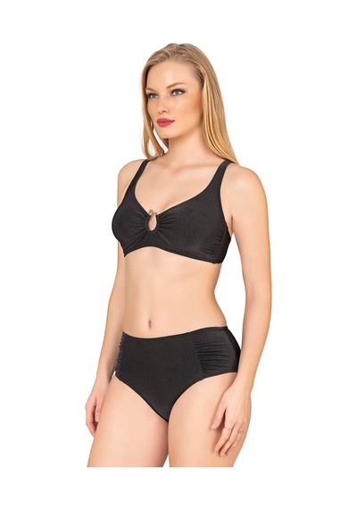 Endeep Kadın Toparlayıcı Aksesuarlı Siyah Bikini Takımı Siyah