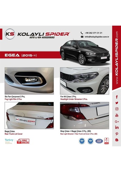 Fiat Egea Stop Çıtası / Bagaj Çıtası 3 Prç Krom 2021-2025