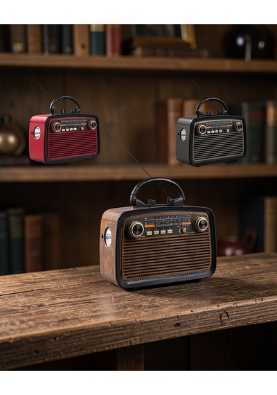 Bluetooth Hoparlör Ahşap Görünümlü Işıklı Vintage Radyo Uuczzzzktf1467radyoooo3