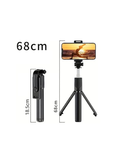 Ga66 3in1 Bluetooth Selfie Çubuğu Tripod Canlı Yayın Standı Telefon Tutucu Katlanabilir Genişletilebilir Deklanşörlü Monopod