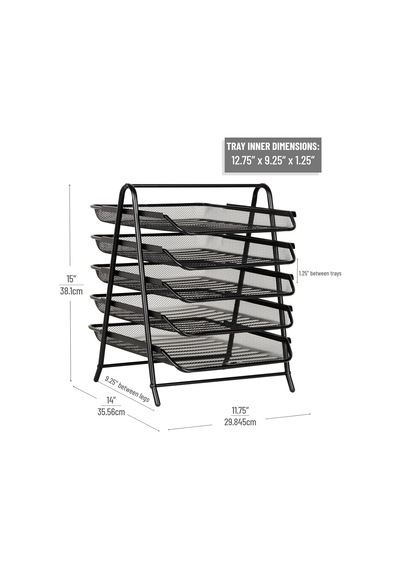 5tpaper-blk 5 Katmanlı Kağıt Tepsisi, Dosya Depolama, Masaüstü Düzenleyici, Metal Ağ, 30 Cm U X 35 Cm G X 14,5 İnç Y, Siyah Diğer 5tpaper-blk 5 Katmanlı Kağıt Tepsisi, Dosya Depolama, Masaüstü Düzenleyici, Metal Ağ, 30 Cm U X 35 Cm G X 14,5 İnç Y, Siyah Diğer