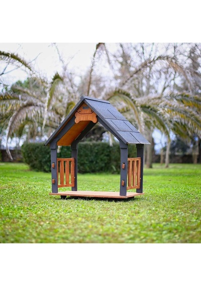 Mandu Isı Yalıtımlı Ahşap Köpek Kulübeleri İçin Ekstra Gölgelik Çatı Ve Taban Veranda Medıum