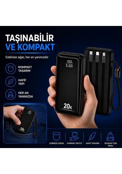 Hepu Hp-ap09 Armor Series 20.000 Mah Dahili Kablolu Qualcomm Quic