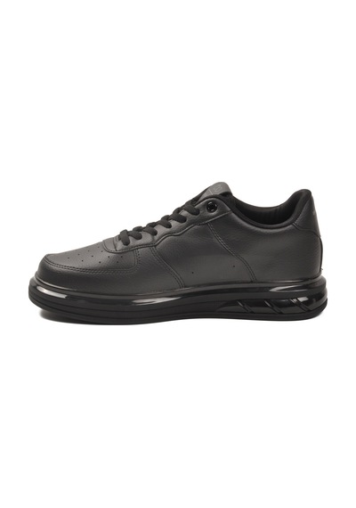 Siyah Bağcıklı Cilt Hafif Esnek Erkek Sneaker 2043 M Siyah-siyah