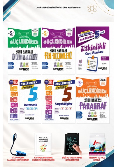 2026-2027 Ankara Yayıncılık 5. Sınıf 6 Kitap Seti - Matematik Fasiküller, Sosyal Bilgiler Fasiküller