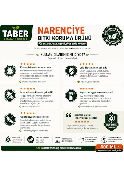 Taber Narenciye Bitki Bakım Ürünü 500 Ml Konsantre Narenciye Ağaçları İçin Yapraktan Uygulama Diğer