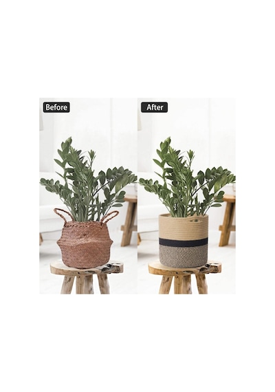 Mavaux Dekoratif Jüt Saplı Hasır Sepet Saksı 25cm X 25 Cm, Jüt Bej Saksılık, Dekoratif Saksı Ve Havluluk Jütsiyah