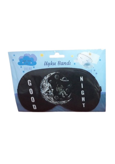 MorMavi Yıkanabilir Uyku Maskesi Işık Önleyici Göz Dinlendirme Ve Terapi Bandı Yoga Göz Bandı Siyah Good Nıght