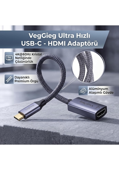 Type-c To Hdmı 4k 60hz Ofc Bakır Çevirici Dönüştürücü Adaptör