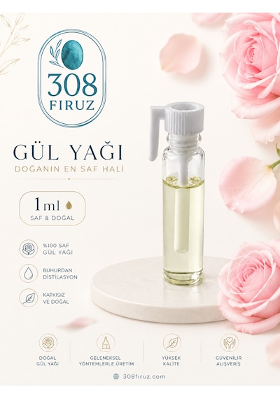 308 Fıruz 1 Ml Isparta Saf Doğal Gül Yağı Teknokent Firması 1 G