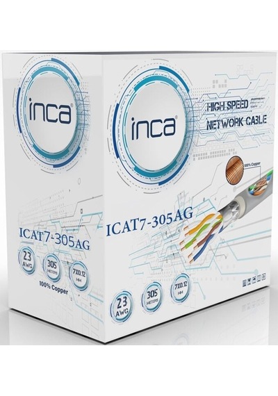 Inca 305metre Cat7 S-ftp 23awg Saf Bakır Lszh Kablo Icat7-305ag