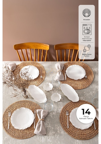 Emsan Aren 14 Parça 6 Kişilik Kahvaltı Takımı Beyaz