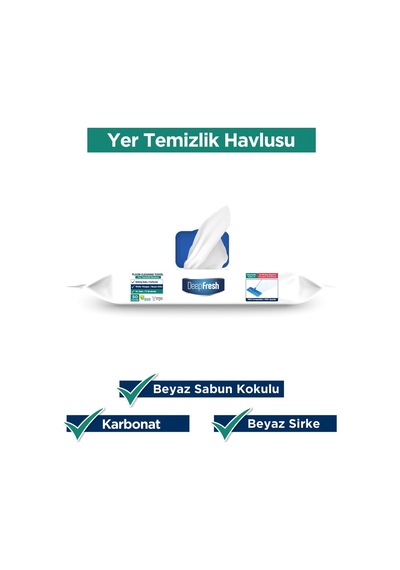 Mop Uyumlu İz Bırakmaz Yer Temizleme Havlusu 50 Yaprak Tek Renk