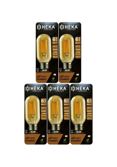 5 Adet Heka 6w 48w 2500k Günışığı E27 Duylu Kalın Duy Şeffaf Led Ampul